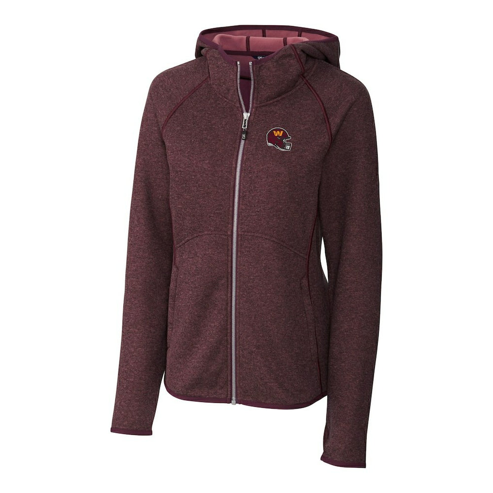 Washington Commanders Cutter & Buck Women's Helmet Logo Mainsail Sweater-Knit Full-Zip Hoodie - Burgundy outlet