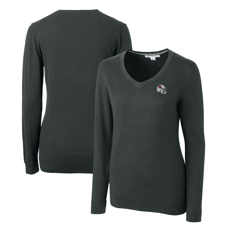 Arizona Cardinals Cutter & Buck Women's Helmet Logo Lakemont Tri-Blend V-Neck Pullover Sweater - Charcoal online
