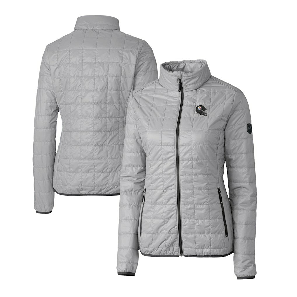 Pittsburgh Steelers Cutter & Buck Women's Helmet Logo Rainier PrimaLoft Eco Insulated Full-Zip Puffer Jacket - Gray discount