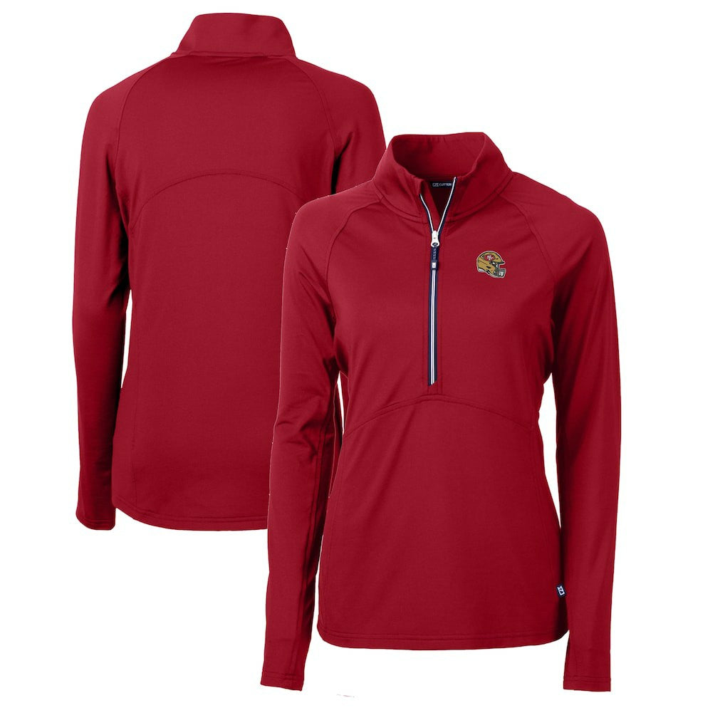 San Francisco 49ers Cutter & Buck Women's Helmet Logo Adapt Eco Knit Stretch Recycled Half-Zip Pullover Top - Scarlet sale