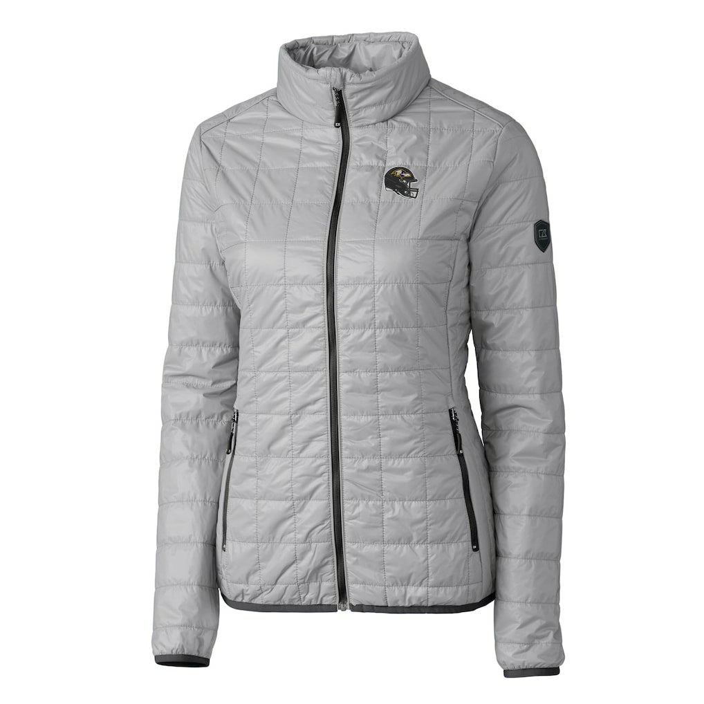 Baltimore Ravens Cutter & Buck Women's Helmet Logo Rainier PrimaLoft Eco Insulated Full-Zip Puffer Jacket - Gray on sale