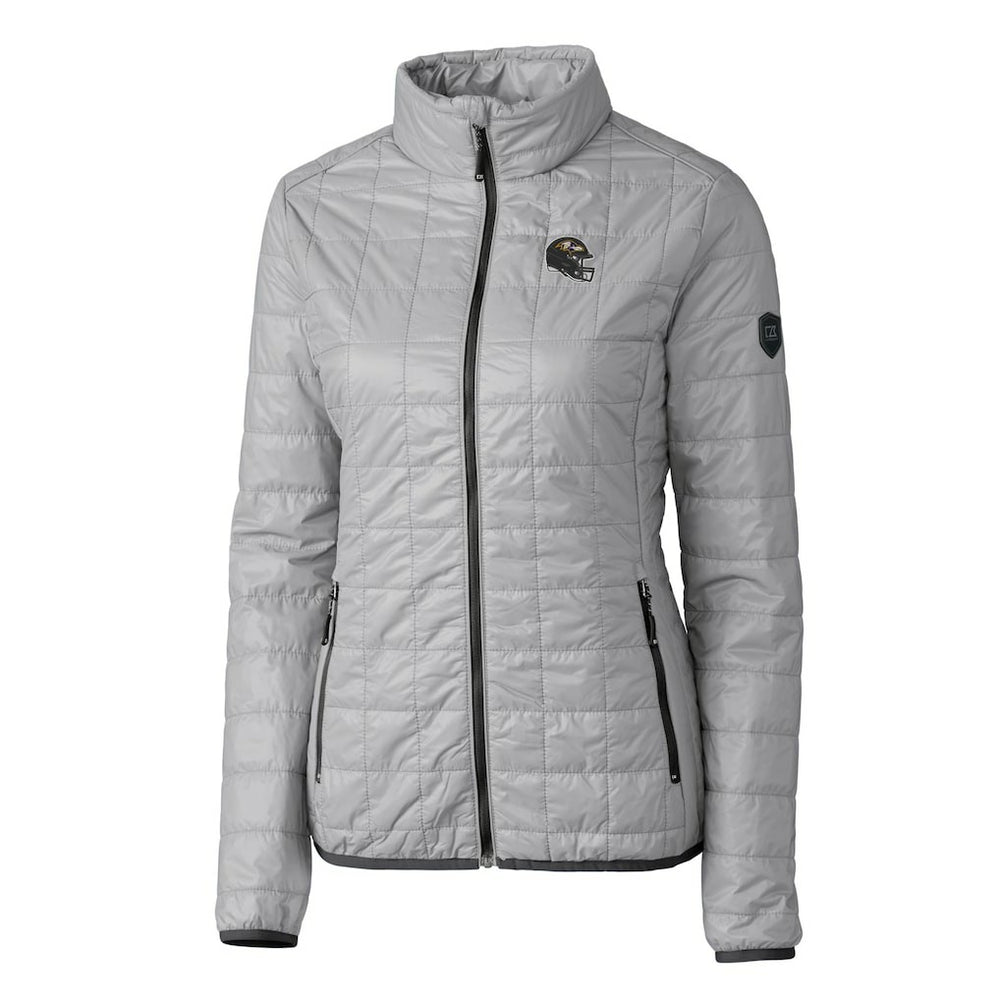 Baltimore Ravens Cutter & Buck Women's Helmet Logo Rainier PrimaLoft Eco Insulated Full-Zip Puffer Jacket - Gray on sale
