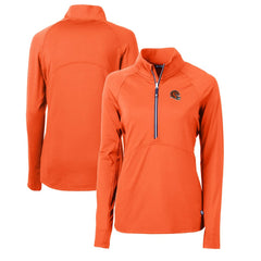 Cincinnati Bengals Cutter & Buck Women's Helmet Logo Adapt Eco Knit Stretch Recycled Half-Zip Pullover Top - Orange for sale