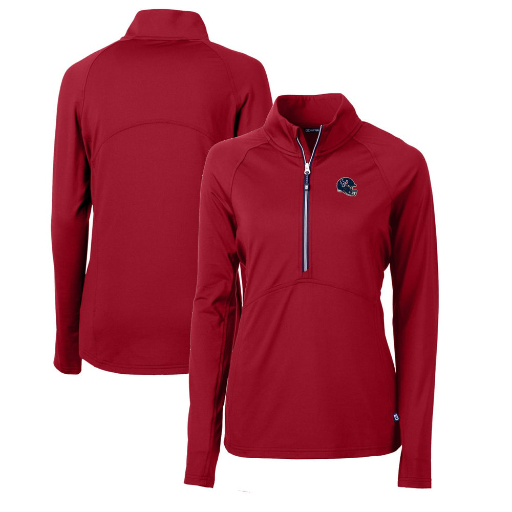 Houston Texans Cutter & Buck Women's Helmet Logo Adapt Eco Knit Stretch Recycled Half-Zip Pullover Top - Red on sale