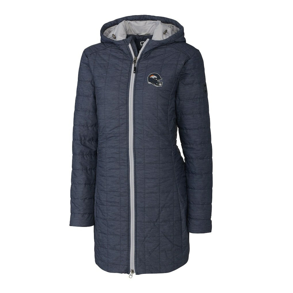 Denver Broncos Cutter & Buck Women's Helmet Logo Rainier Primaloft Eco Insulated Hooded Long Coat - Heather Navy discount