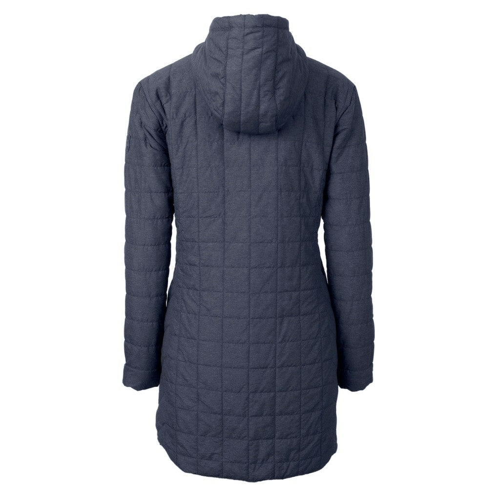 Denver Broncos Cutter & Buck Women's Helmet Logo Rainier Primaloft Eco Insulated Hooded Long Coat - Heather Navy discount