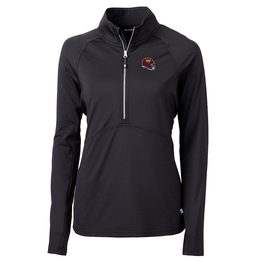 Washington Commanders Cutter & Buck Women's Helmet Logo Adapt Eco Knit Stretch Recycled Half-Zip Pullover Top - Black cheap