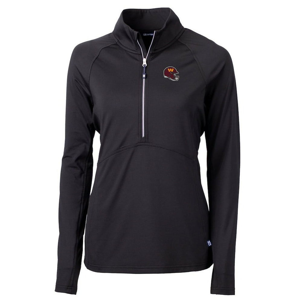 Washington Commanders Cutter & Buck Women's Helmet Logo Adapt Eco Knit Stretch Recycled Half-Zip Pullover Top - Black cheap