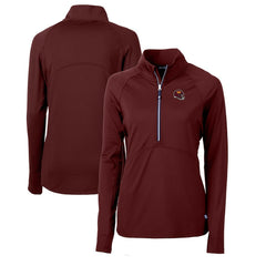 Washington Commanders Cutter & Buck Women's Helmet Logo Adapt Eco Knit Stretch Recycled Half-Zip Pullover Top - Burgundy online