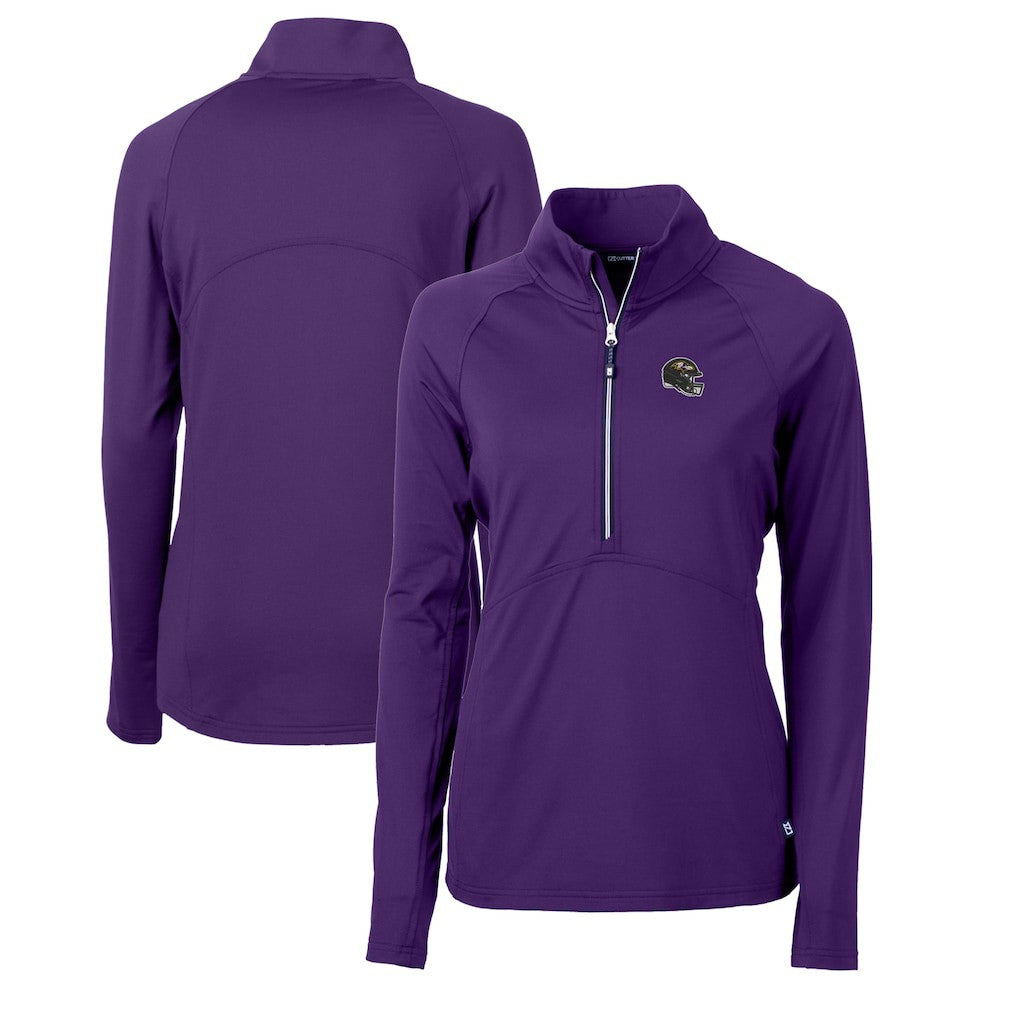 Baltimore Ravens Cutter & Buck Women's Helmet Logo Adapt Eco Knit Stretch Recycled Half-Zip Pullover Top - Purple outlet