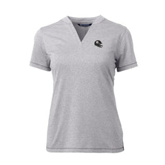 Pittsburgh Steelers Cutter & Buck Women's Helmet Logo DryTec Forge Stretch V-Neck Blade Top - Heather Gray outlet