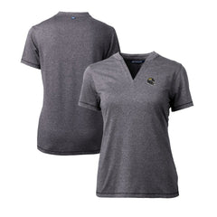 Jacksonville Jaguars Cutter & Buck Women's Helmet Logo DryTec Forge Stretch V-Neck Blade Top - Heather Charcoal online