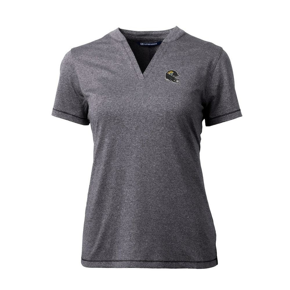 Jacksonville Jaguars Cutter & Buck Women's Helmet Logo DryTec Forge Stretch V-Neck Blade Top - Heather Charcoal online