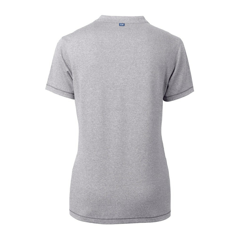 Jacksonville Jaguars Cutter & Buck Women's Helmet Logo DryTec Forge Stretch V-Neck Blade Top - Heather Gray cheap