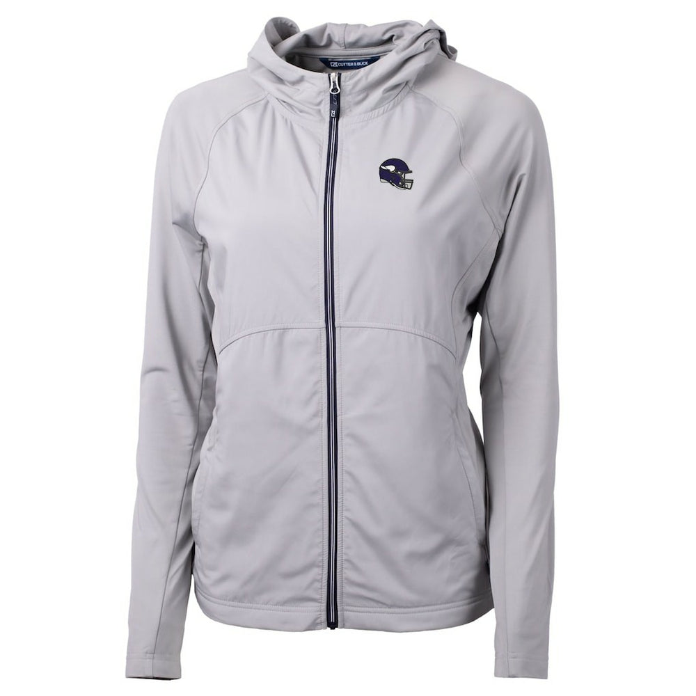 Minnesota Vikings Cutter & Buck Women's Helmet Logo Adapt Eco Knit Hybrid Recycled Full-Zip Hoodie - Heather Gray discount