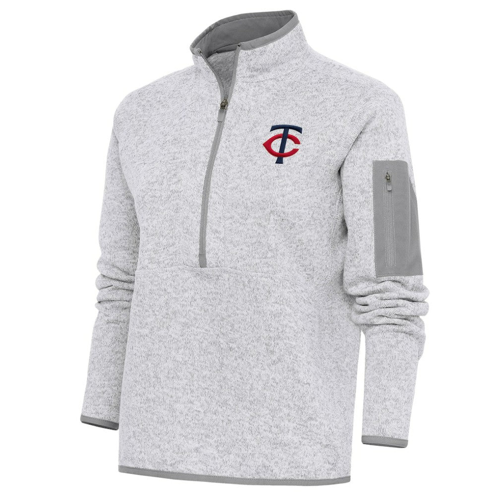 Minnesota Twins Antigua Women's Fortune Quarter-Zip Pullover Jacket Heather Gray