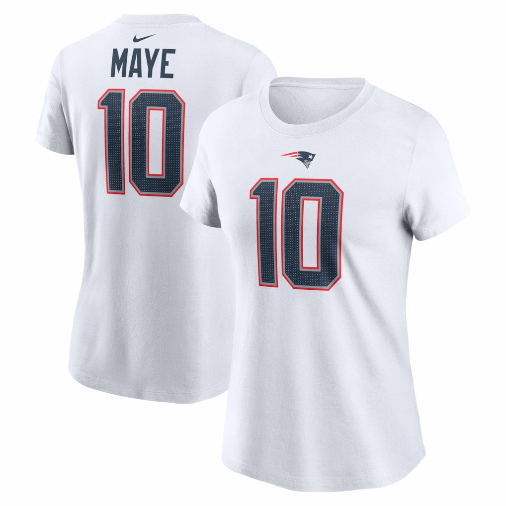 Drake Maye New England Patriots Women's Player Name & Number T-Shirt - White discount