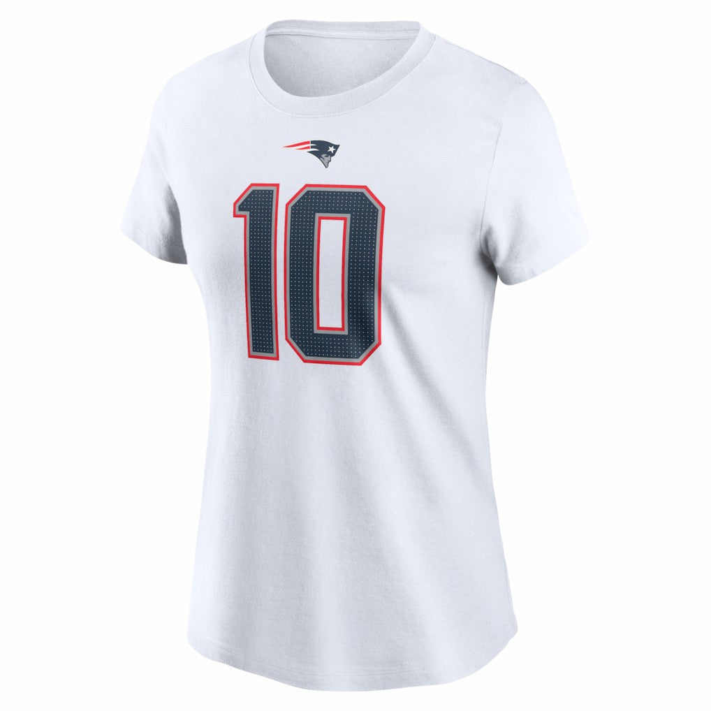 Drake Maye New England Patriots Women's Player Name & Number T-Shirt - White discount