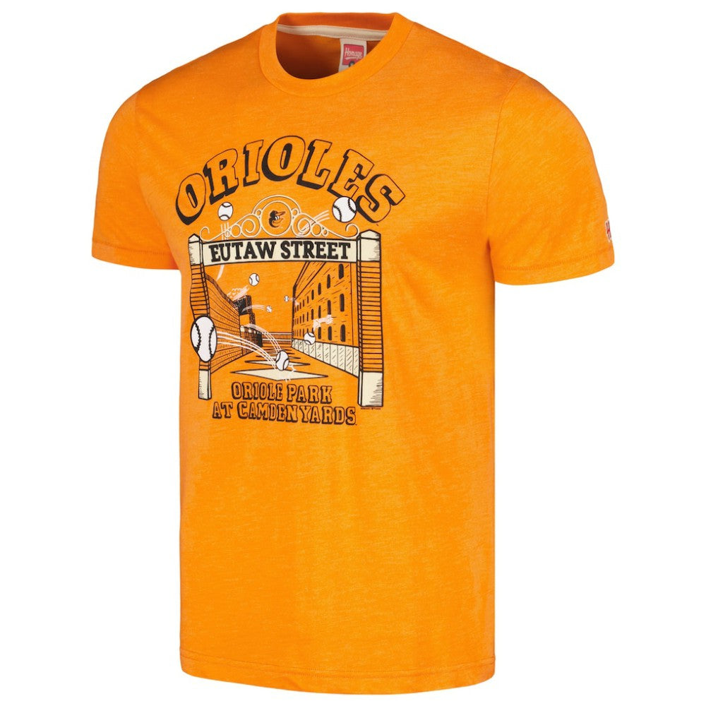 Baltimore Orioles Homage Eutaw Street Hyper Local Tri-Blend T-Shirt Orange
