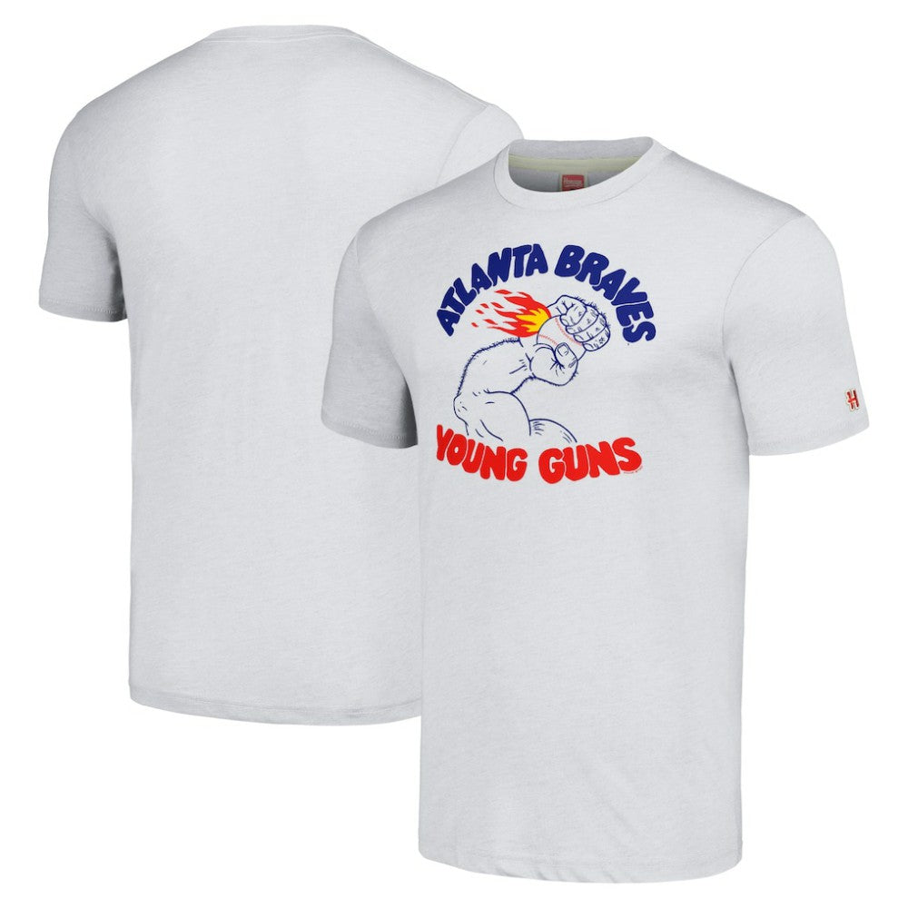 Atlanta Braves Homage Doodle Collection Young Guns Tri-Blend T-Shirt Gray