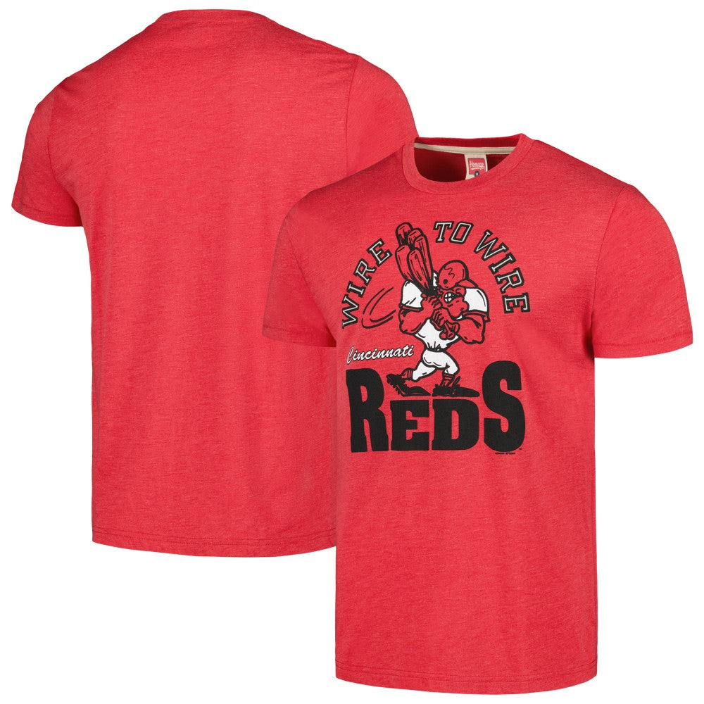 Cincinnati Reds Homage Doodle Collection Wire to Wire Tri-Blend T-Shirt Red
