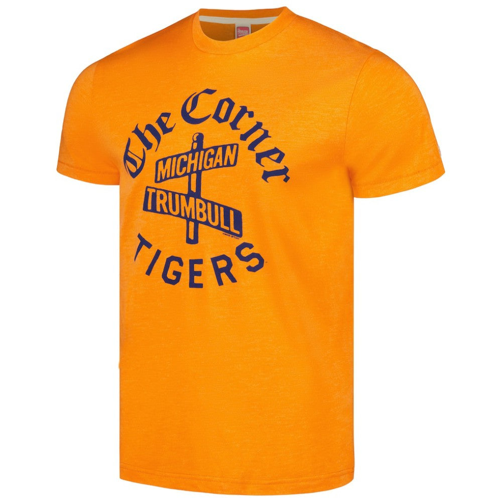Detroit Tigers Homage Doodle Collection The Corner Tri-Blend T-Shirt Orange
