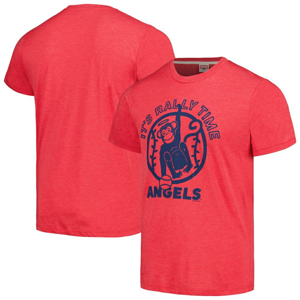 Los Angeles Angels Homage Doodle Collection It's Rally Time Tri-Blend T-Shirt Red