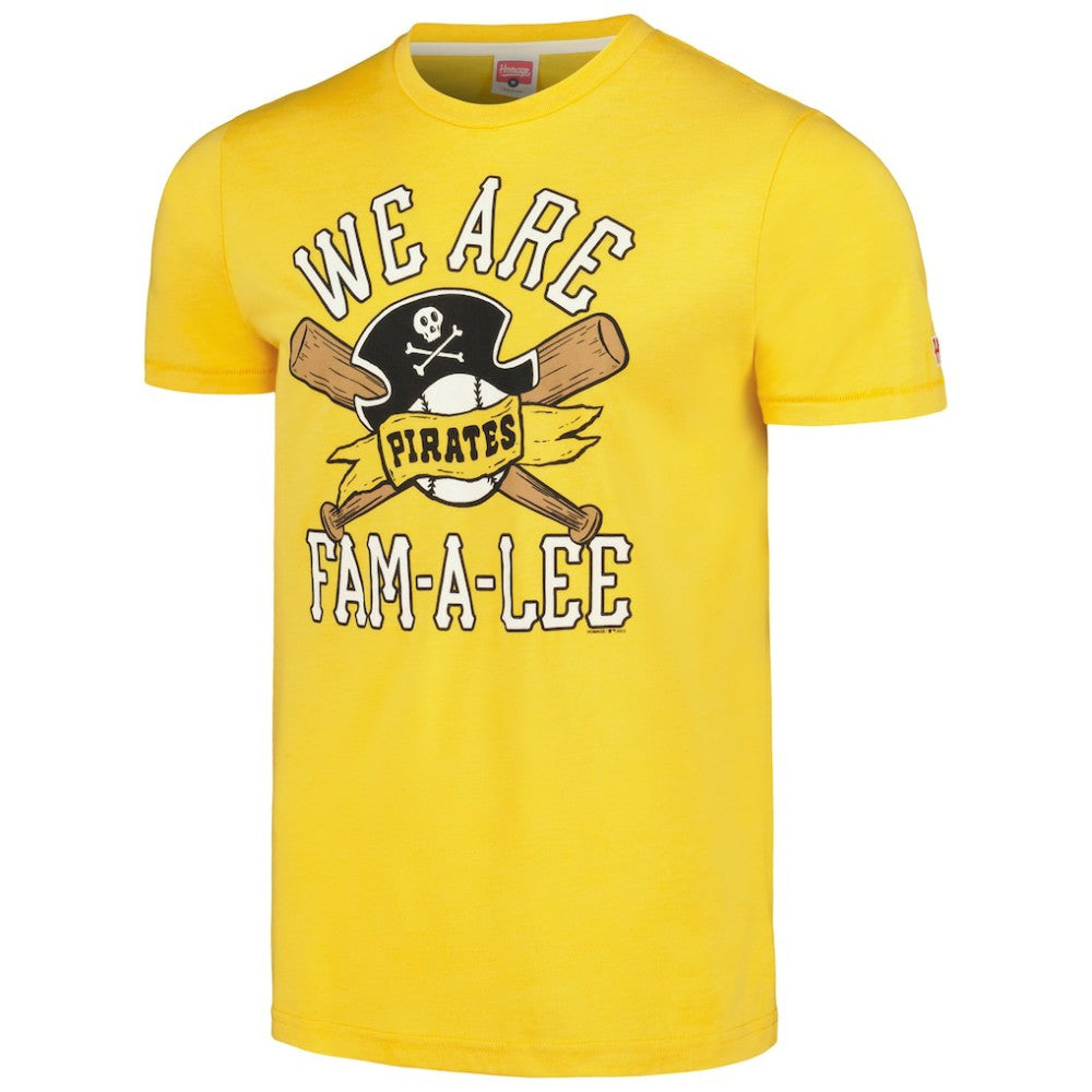 Pittsburgh Pirates Homage Doodle Collection We Are Fam-A-Lee Tri-Blend T-Shirt Gold