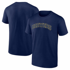 Milwaukee Brewers Logo Athletic Wordmark T-Shirt Navy