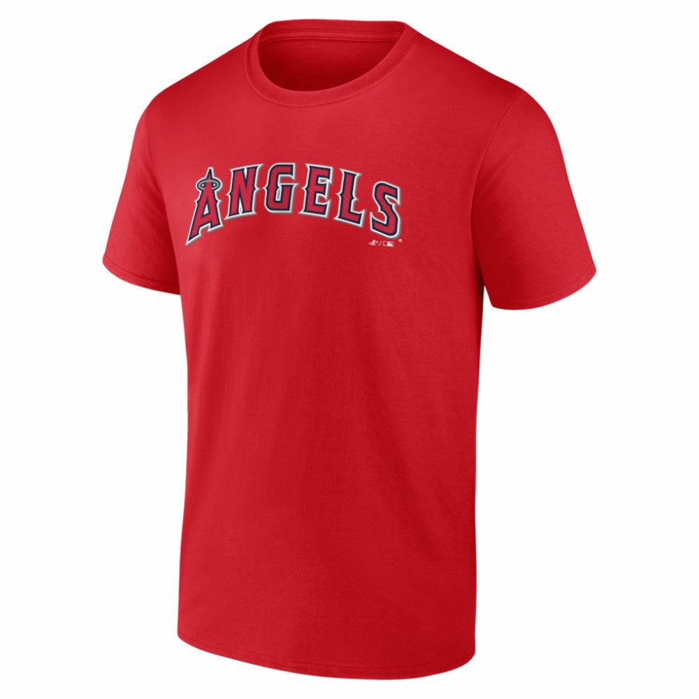 Los Angeles Angels Logo Athletic Wordmark T-Shirt Red