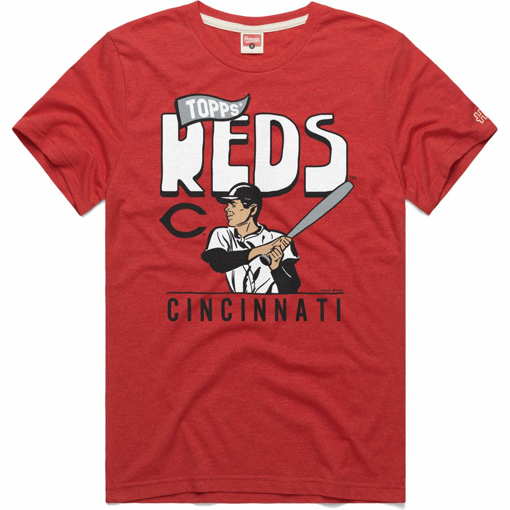 Cincinnati Reds Homage x Topps Tri-Blend T-Shirt Red