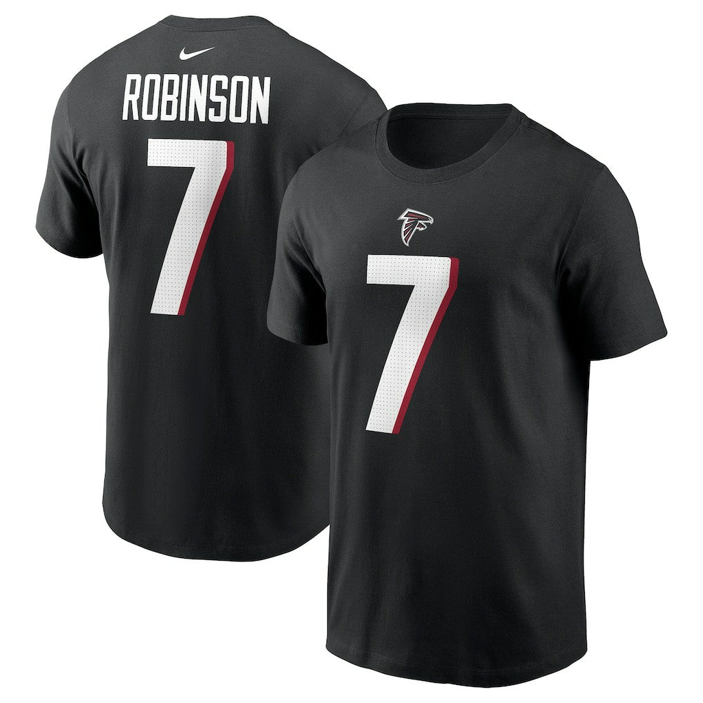 Bijan Robinson Atlanta Falcons Player Name & Number T-Shirt - Black online