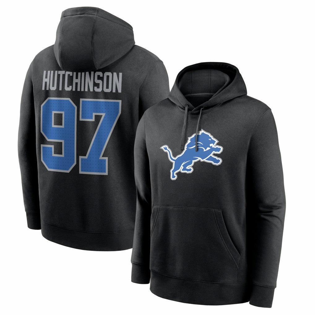 Aidan Hutchinson Detroit Lions Name & Number Fleece Hoodie - Black outlet
