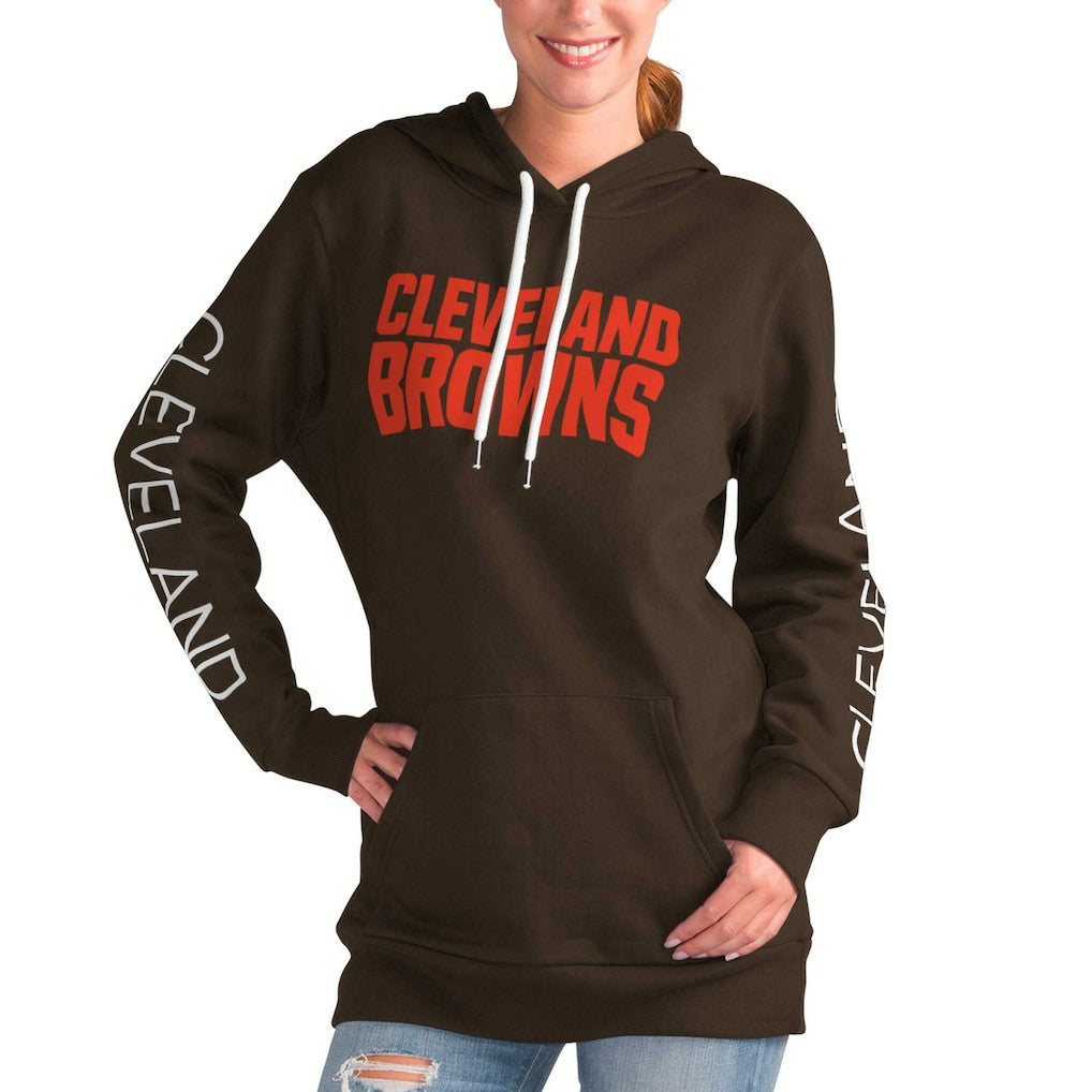 Cleveland Browns G-III 4Her by Carl Banks Women's Extra Inning Pullover Hoodie - Brown outlet