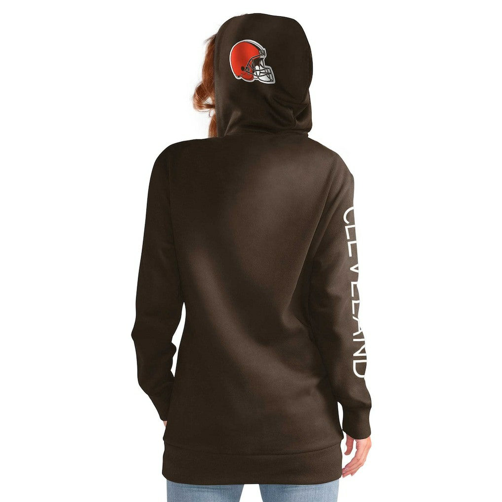 Cleveland Browns G-III 4Her by Carl Banks Women's Extra Inning Pullover Hoodie - Brown outlet