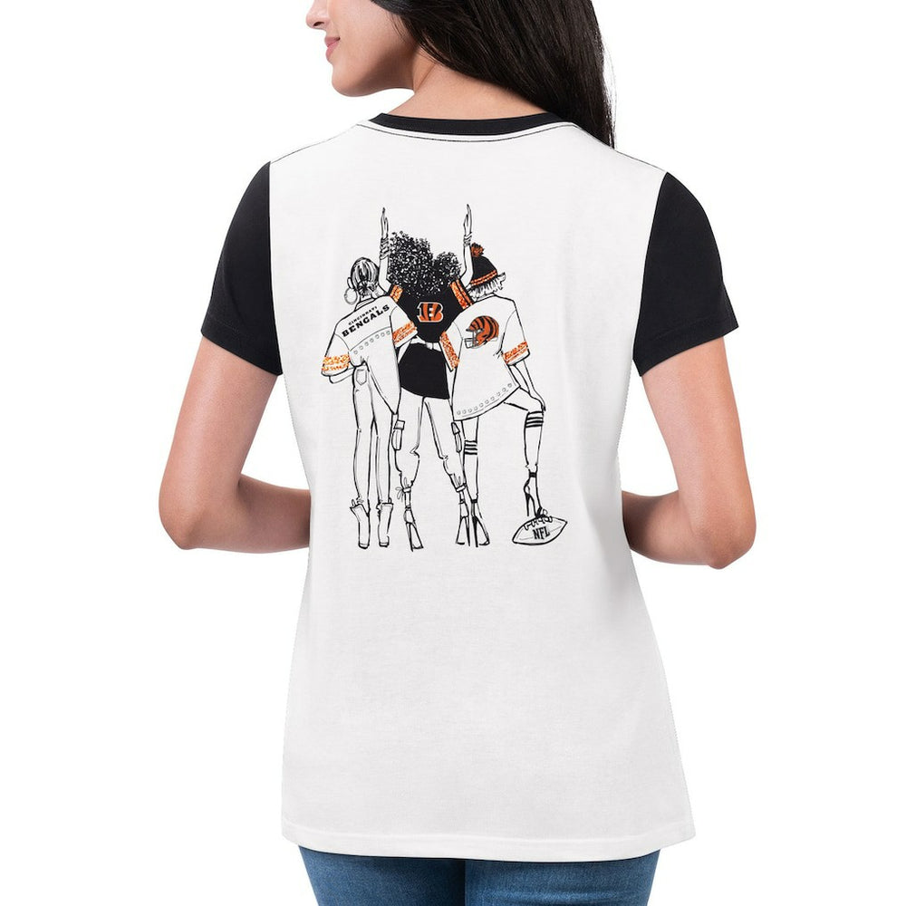 Cincinnati Bengals G-III 4Her by Carl Banks Women's Fashion Illustration T-Shirt - White/Black for sale
