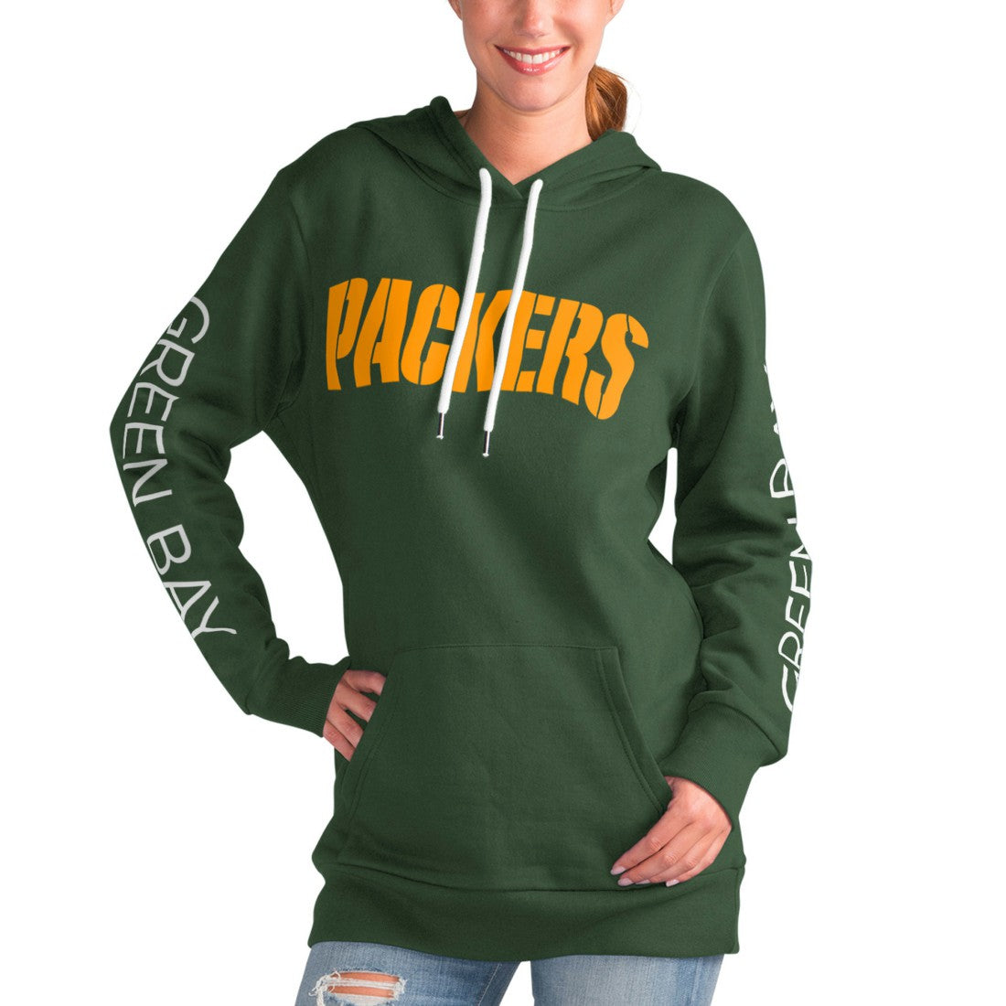 Green Bay Packers G-III 4Her by Carl Banks Women's Extra Inning Pullover Hoodie - Green discount