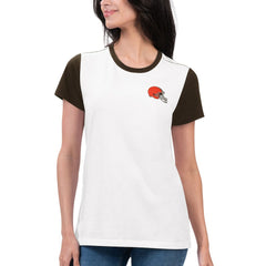 Cleveland Browns G-III 4Her by Carl Banks Women's Fashion Illustration T-Shirt - White/Brown discount