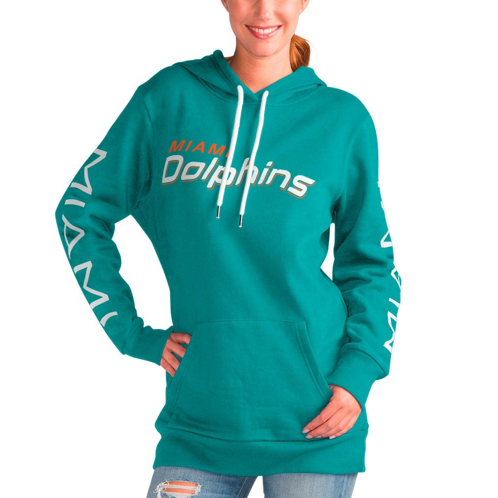 Miami Dolphins G-III 4Her by Carl Banks Women's Extra Inning Pullover Hoodie - Aqua cheap