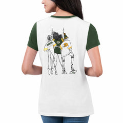 Green Bay Packers G-III 4Her by Carl Banks Women's Fashion Illustration T-Shirt - White/Green discount