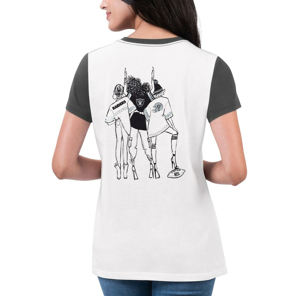 Las Vegas Raiders G-III 4Her by Carl Banks Women's Fashion Illustration T-Shirt - White/Black cheap