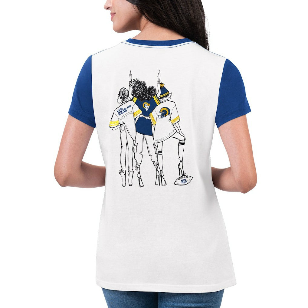 Los Angeles Rams G-III 4Her by Carl Banks Women's Fashion Illustration T-Shirt - White/Royal online