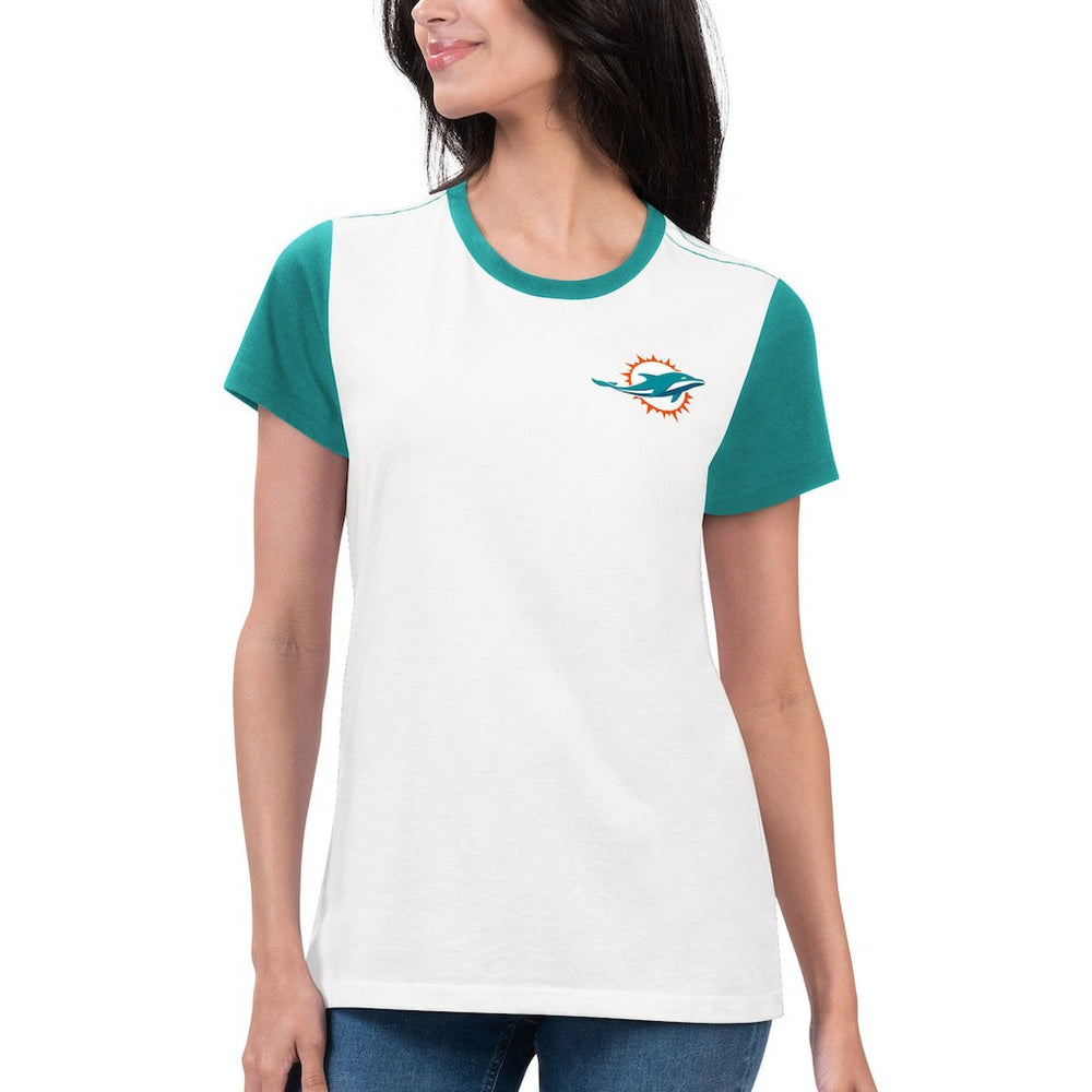 Miami Dolphins G-III 4Her by Carl Banks Women's Fashion Illustration T-Shirt - White/Aqua discount