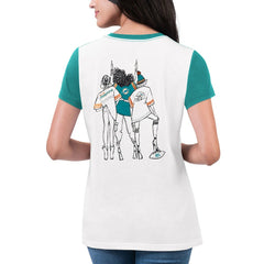 Miami Dolphins G-III 4Her by Carl Banks Women's Fashion Illustration T-Shirt - White/Aqua discount