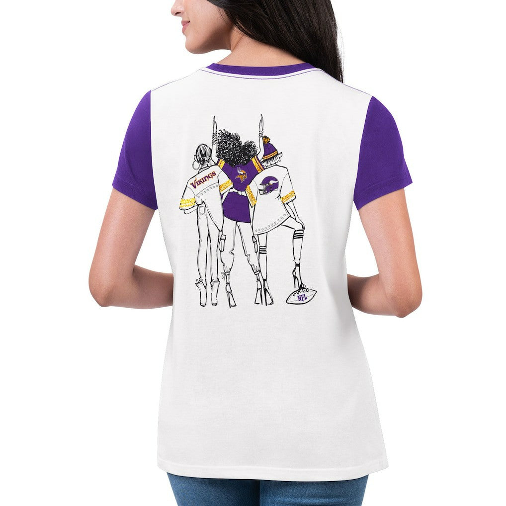 Minnesota Vikings G-III 4Her by Carl Banks Women's Fashion Illustration T-Shirt - White/Purple cheap