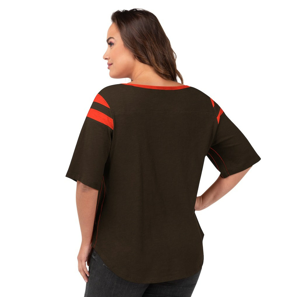 Cleveland Browns G-III 4Her by Carl Banks Women's Plus Size Linebacker T-Shirt - Brown on sale