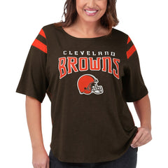 Cleveland Browns G-III 4Her by Carl Banks Women's Plus Size Linebacker T-Shirt - Brown on sale