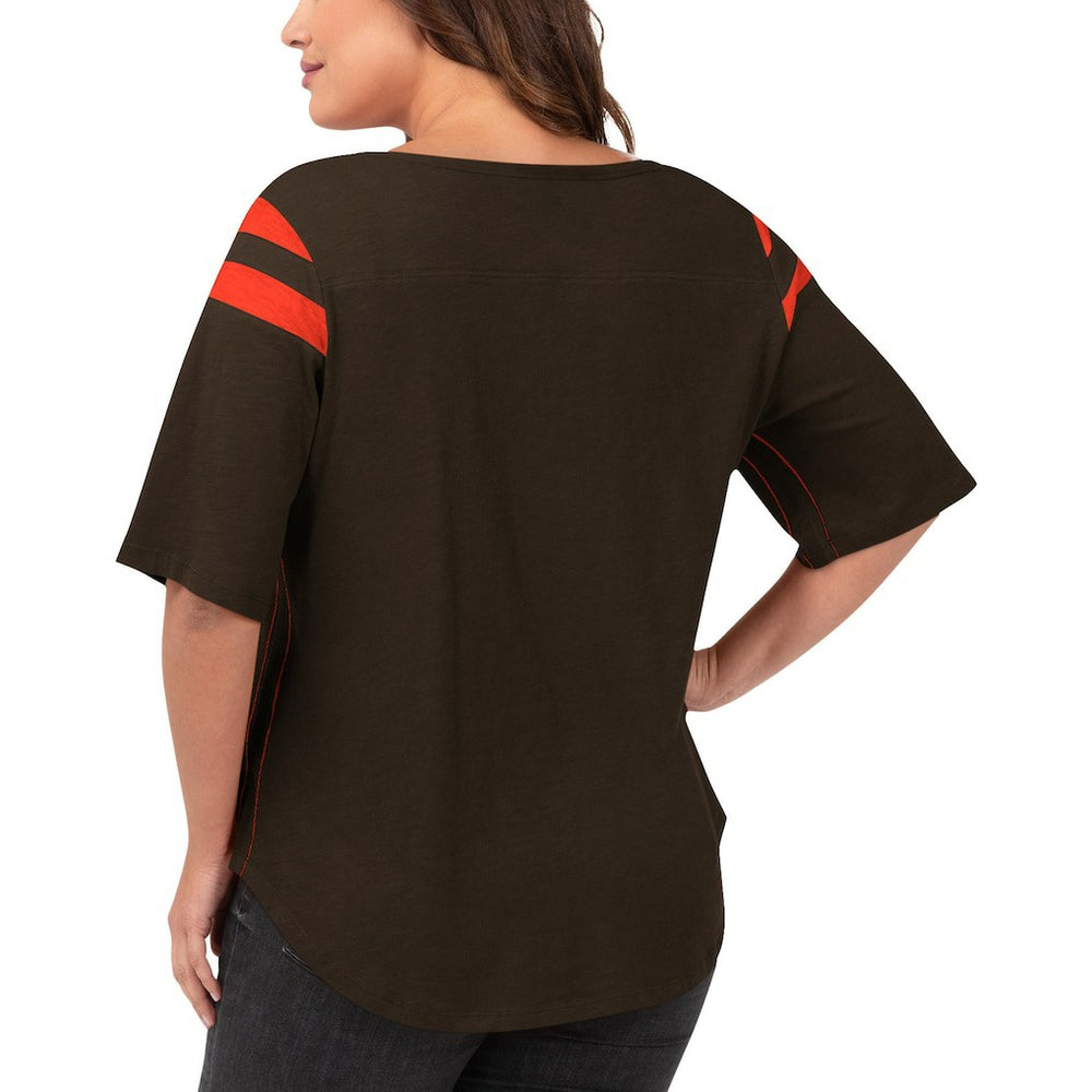 Cleveland Browns G-III 4Her by Carl Banks Women's Plus Size Linebacker T-Shirt - Brown on sale