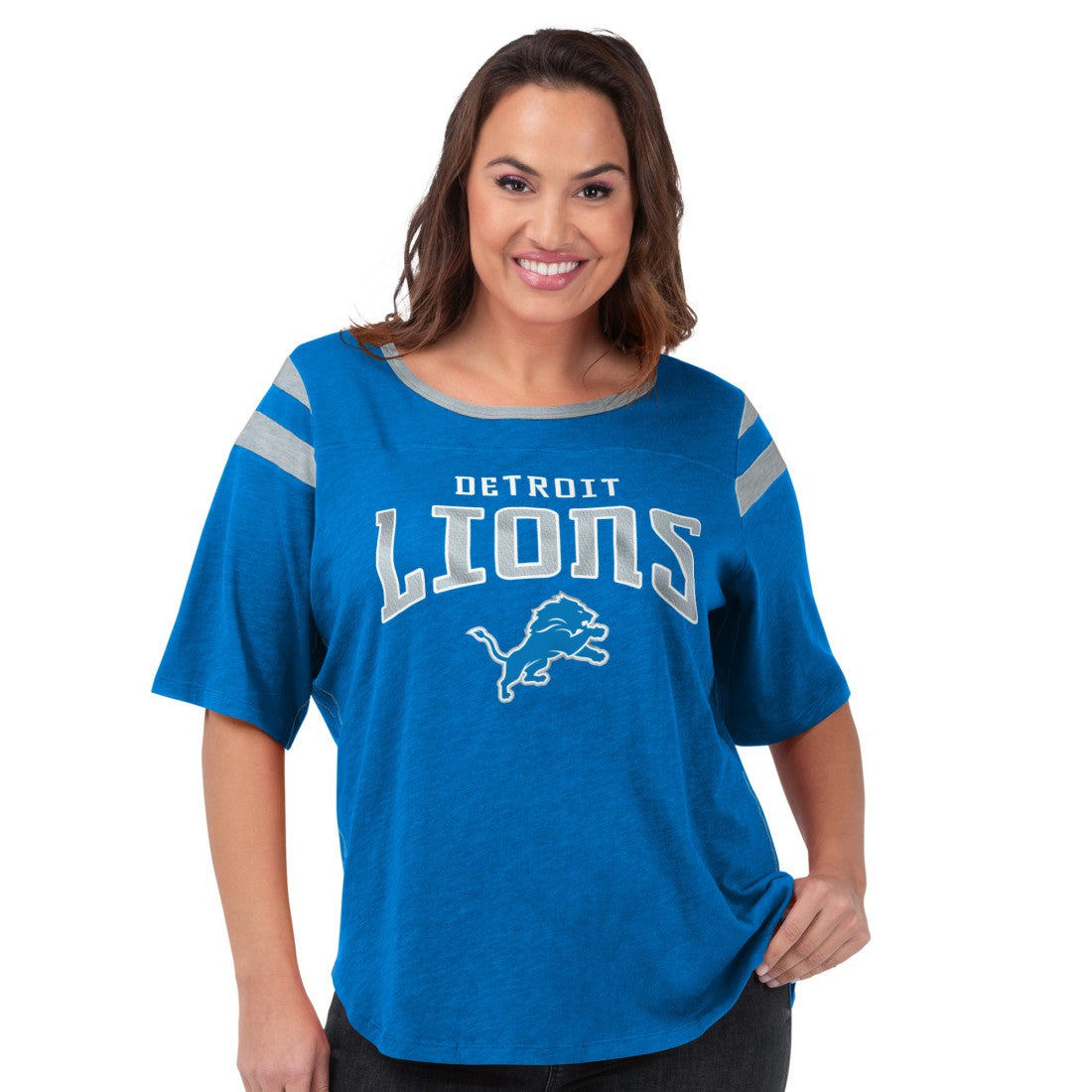 Detroit Lions G-III 4Her by Carl Banks Women's Plus Size Linebacker T-Shirt - Royal on sale