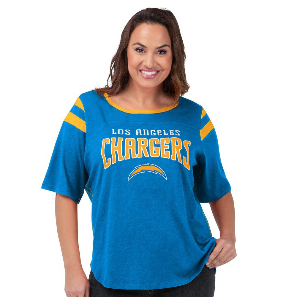 Los Angeles Chargers G-III 4Her by Carl Banks Women's Plus Size Linebacker T-Shirt - Light Blue cheap